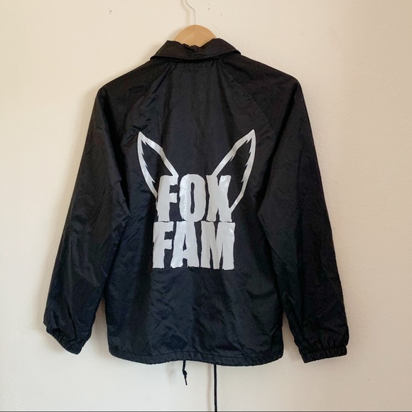 TFOX Fox Fam Button Up Windbreaker Jacket Black - Picture 2 of 5